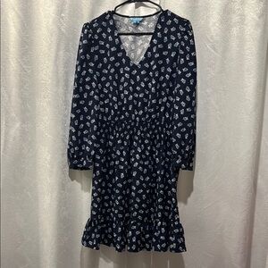 Draper James Blue Wrap Sundress with Ruffled Bishop Sleeves
